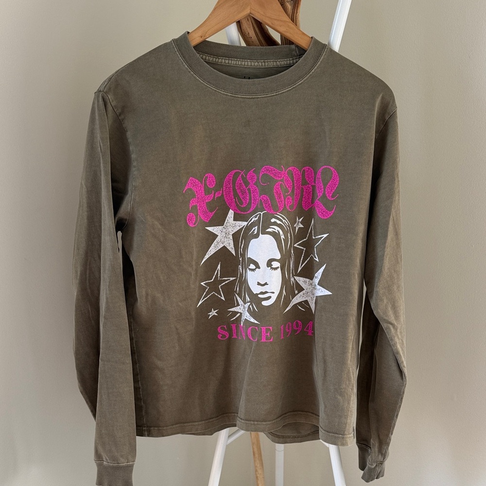 Khaki Long Sleeve Graphic Tee